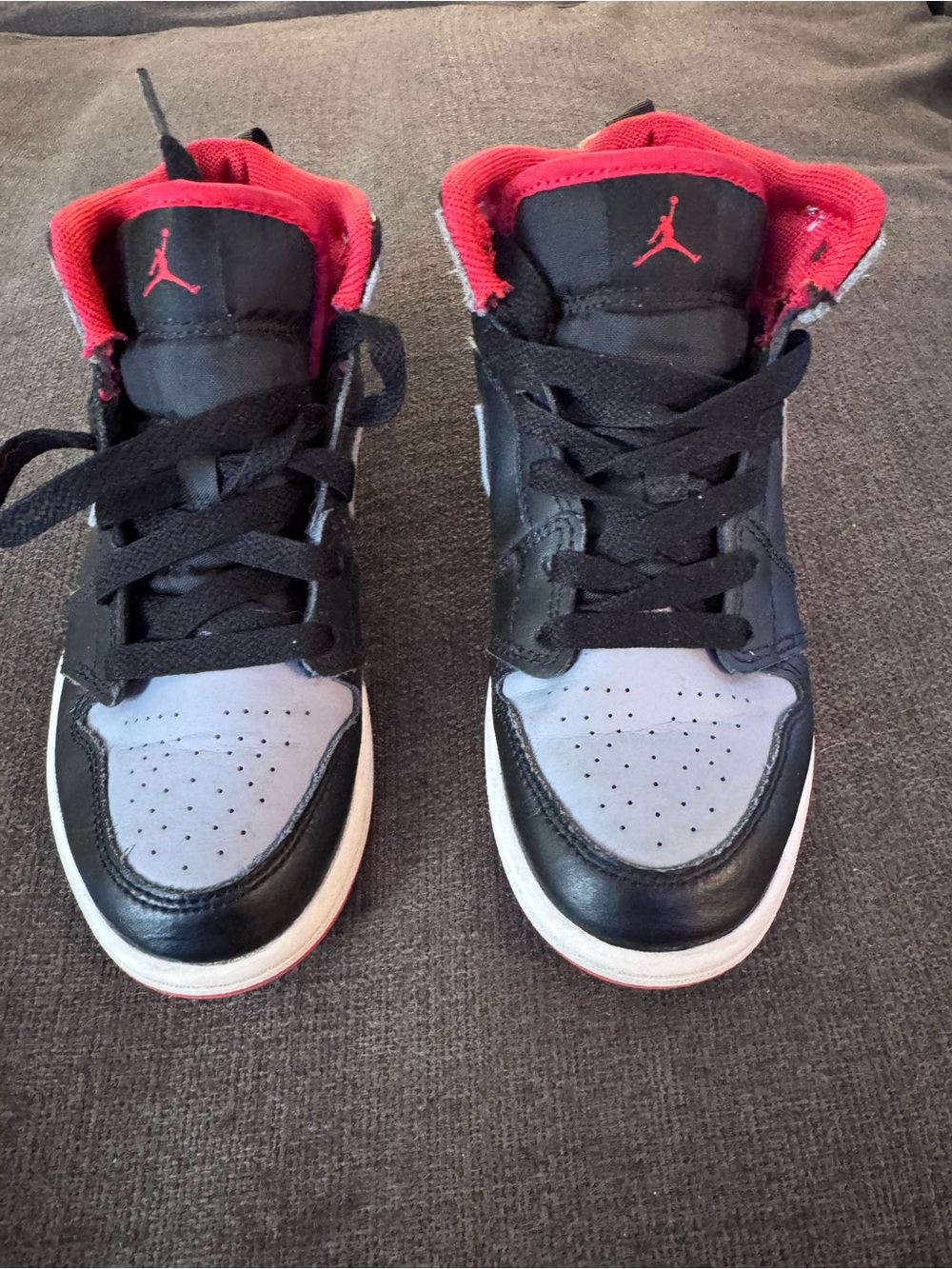 Jordan Kids Black and Red High-Top Sneakers